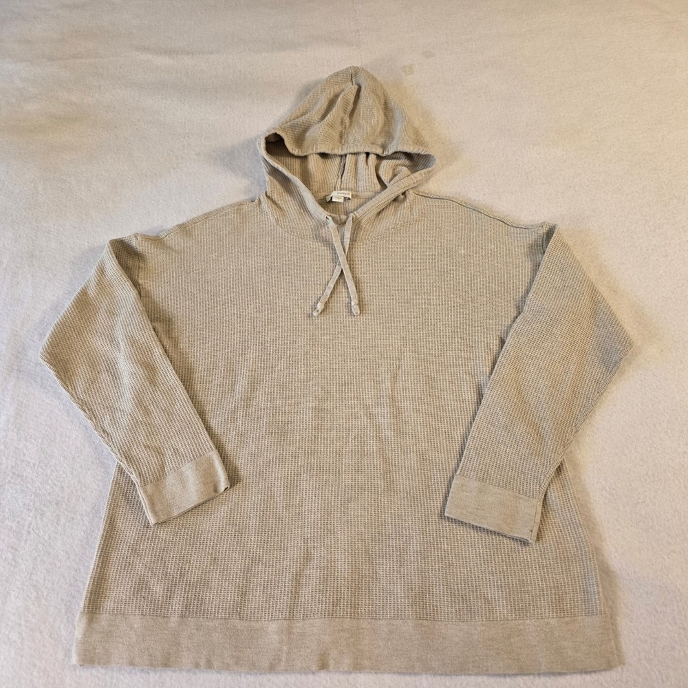 Pure Jill Waffle Knit Hoodie Oatmeal‎ Beige Cotton Blend Pullover Small 134721